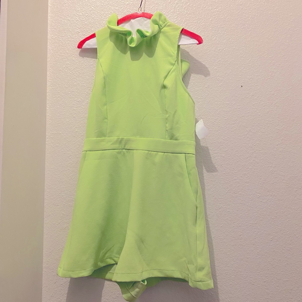 Lime Green Romper with Bow Tie Back